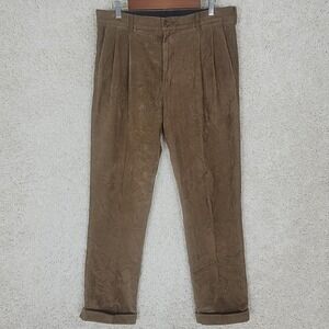 Roundtree & Yorke Corduroy Pants Men's Size 34 X 30* Brown Comfort Waist Stretch
